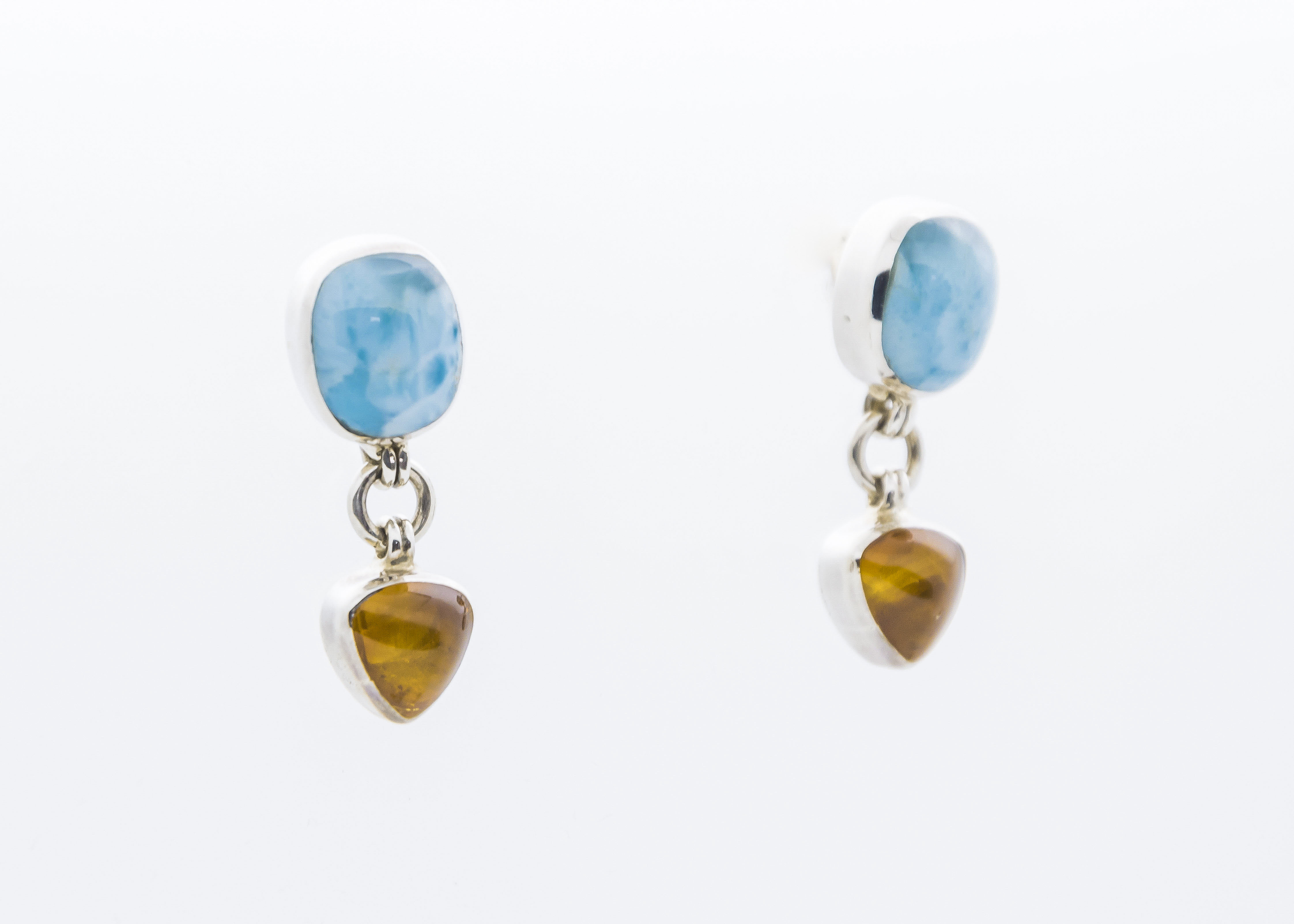 ESSENTIALS WISH COLLECTION Amber Silver Earring - Larimar 