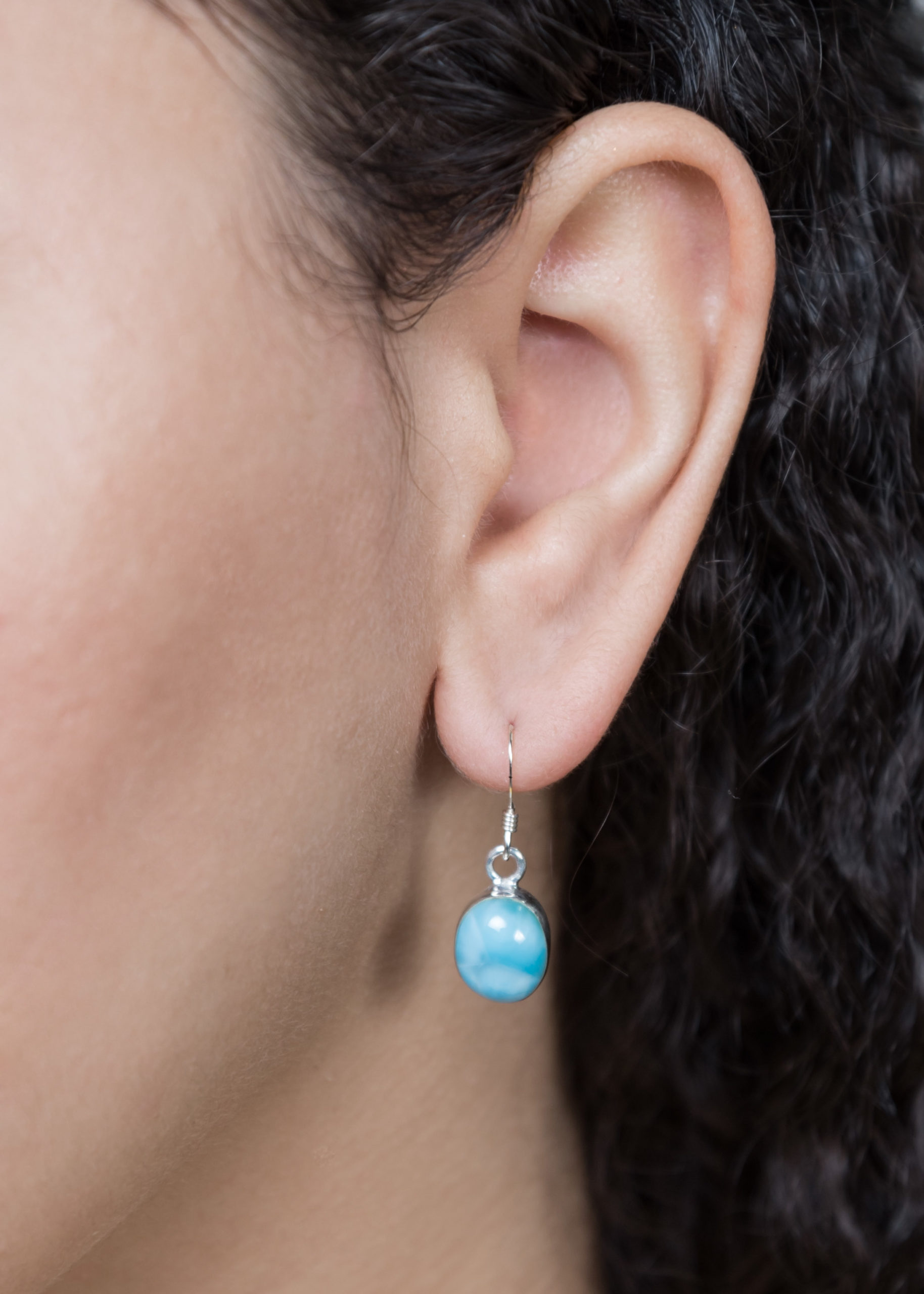 BASICS OVAL COLLECTION Larimar Silver Earrings – Larimar Factory